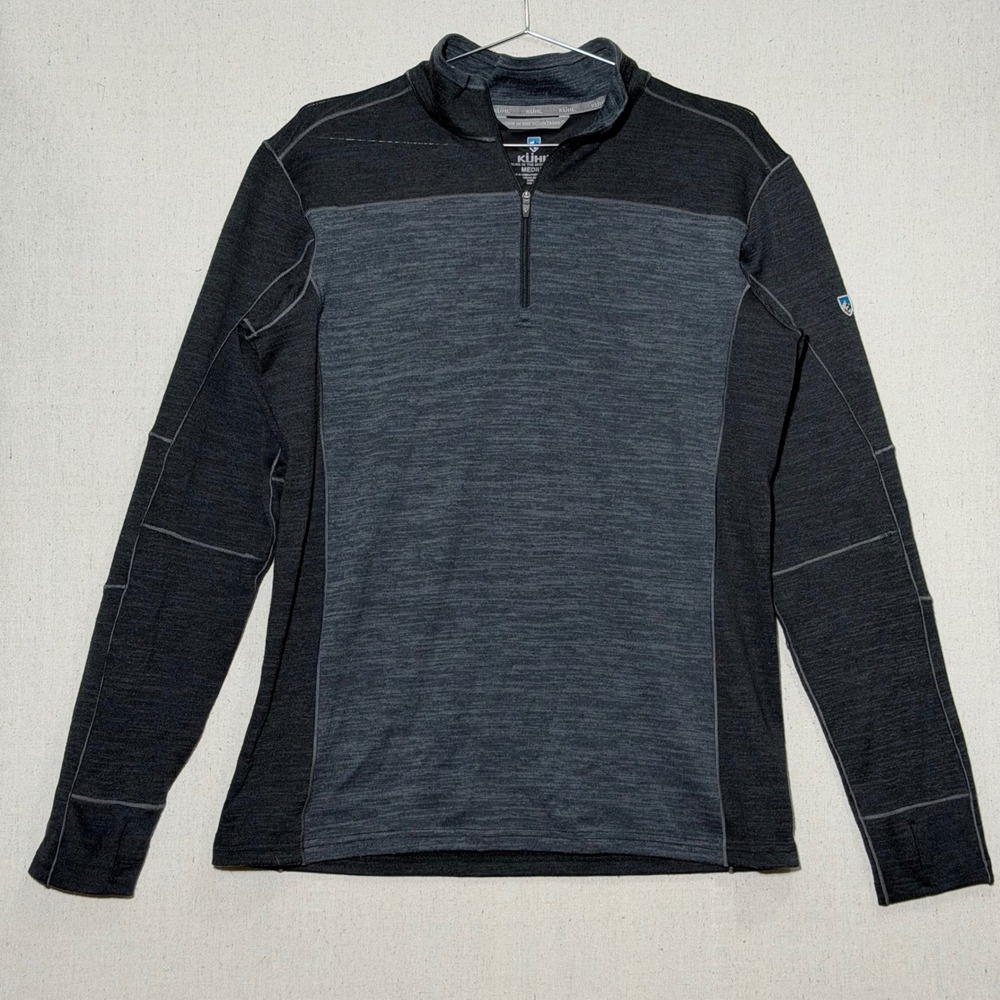 Kuhl Revel 1/4 Zip Sweater Mens Medium Charcoal Black 3112 Performance Pullover